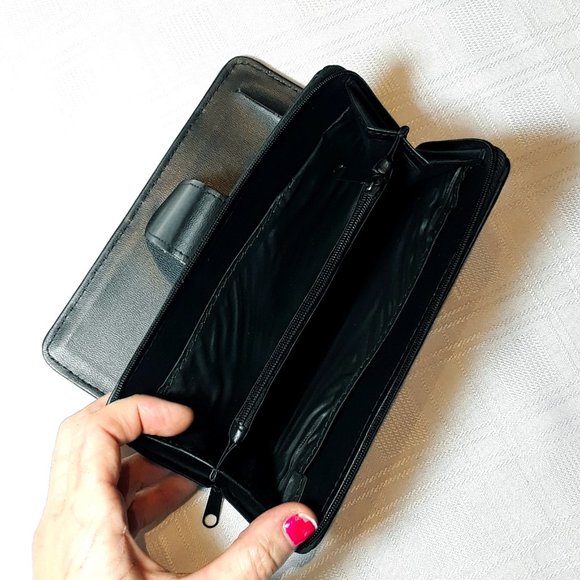 Wallet Leather Women Multi Pocket Patchwork Accessory Zipper Bags Black Wallets - Picture 6 of 8